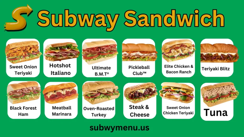 Subway Sandwich Menu